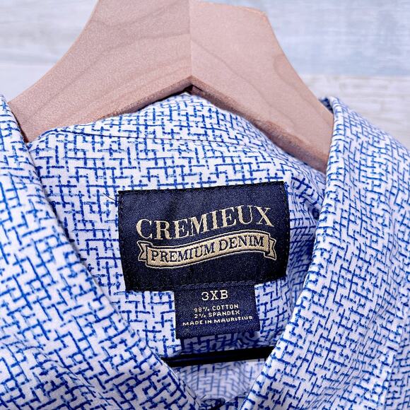 Daniel Cremieux Premium Denim Short Sleeve Shirt Blue White Mens 3XB 3X Big - Picture 5 of 5